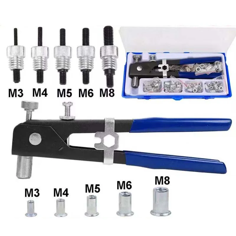 Rivet Nut Tool Kit, 110PCS Zinc Plated Carbon Steel Metric Rivet Nut Combination M3/M4/M5/M6/M8,Suitable for Home Furnishings
Rivet Nut Tool Kit, 110PCS Zinc Plated Carbon Steel Metric Rivet Nut Combination M3/M4/M5/M6/M8,Suitable for Home Furnishings