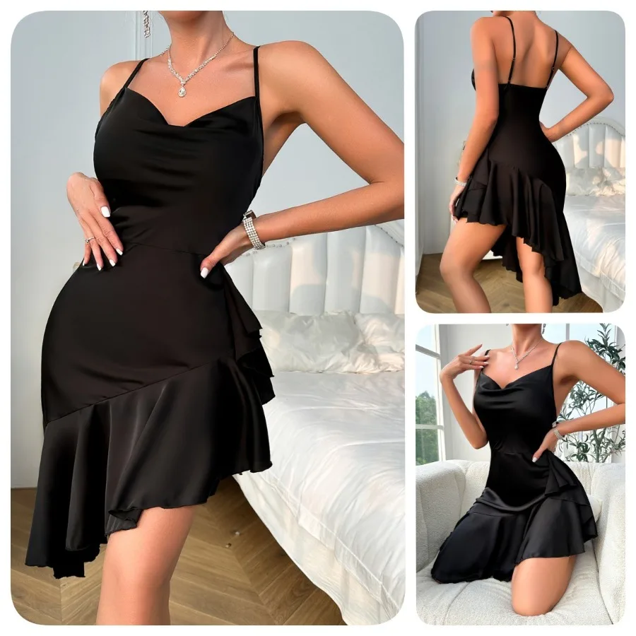 【New style】New summer sexy hanging neck back slim lotus leaf skirt swing evening dress sleeping dress 699
【New style】New summer sexy hanging neck back slim lotus leaf skirt swing evening dress sleeping dress 699