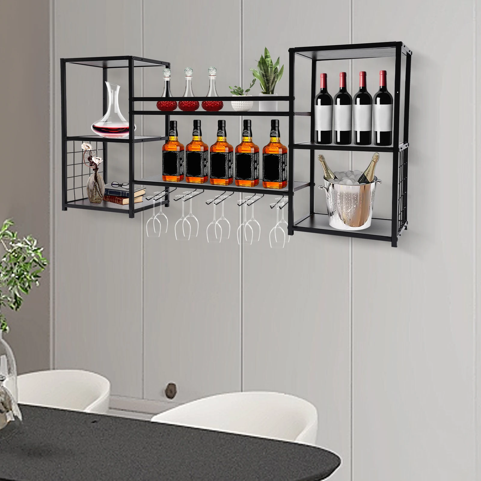 49.6in Wall Mounted Wine Rack, Industrial Metal Wine Rack, Multifunctional Storage Display Rack for Home Bar Dining Room Kitchen
49.6in Wall Mounted Wine Rack, Industrial Metal Wine Rack, Multifunctional Storage Display Rack for Home Bar Dining Room Kitchen
