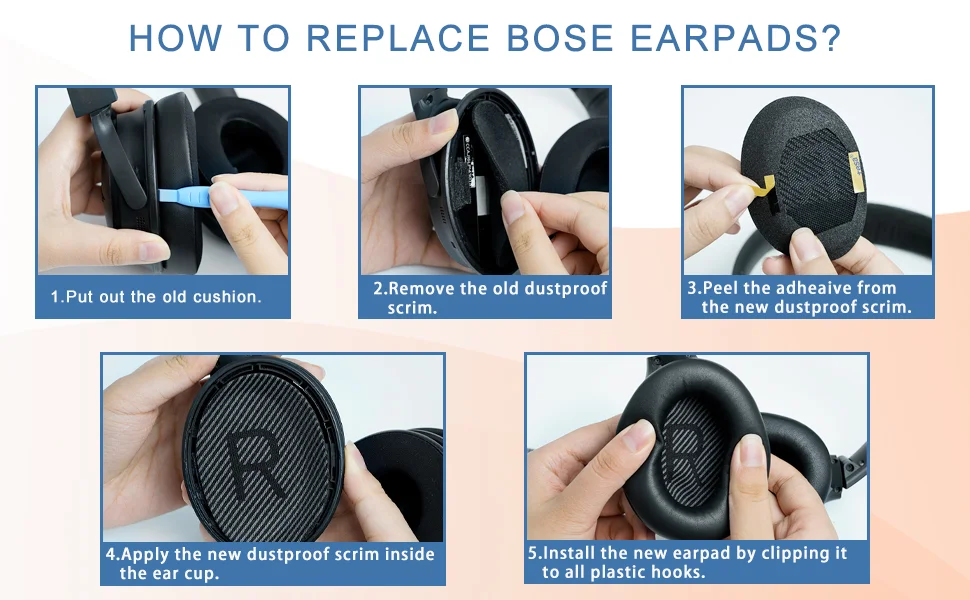 Replacement Ear Pads for BOSE QC45 for QuietComfort 45 QuietComfort SE (QC SE) Headphones Memory Foam Ear Cushions Replacement Ear Pads for BOSE QC45 for QuietComfort 45 QuietComfort SE (QC SE) Headphones Memory Foam Ear Cushions