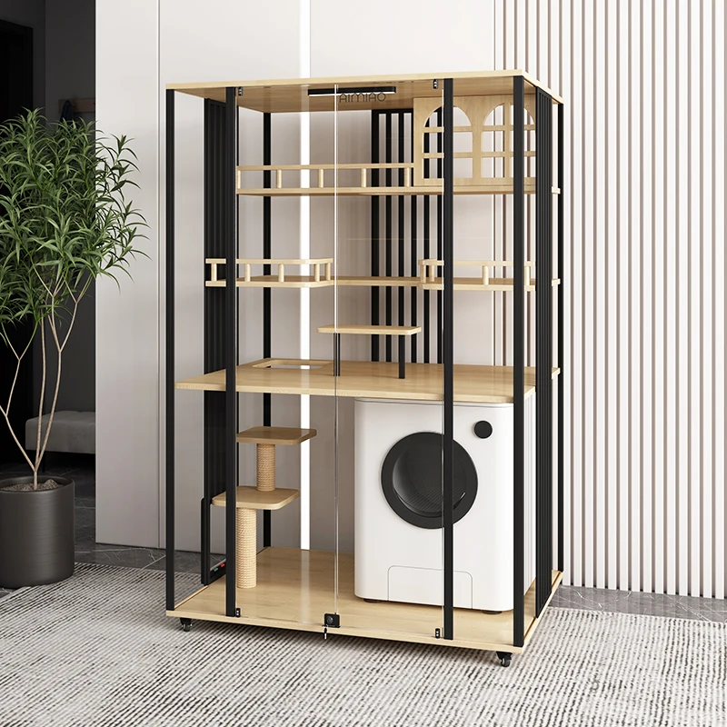 Panoramic cat villa indoor home solid wood luxury large cat cage movable cat room glass transparent can be customized
Panoramic cat villa indoor home solid wood luxury large cat cage movable cat room glass transparent can be customized