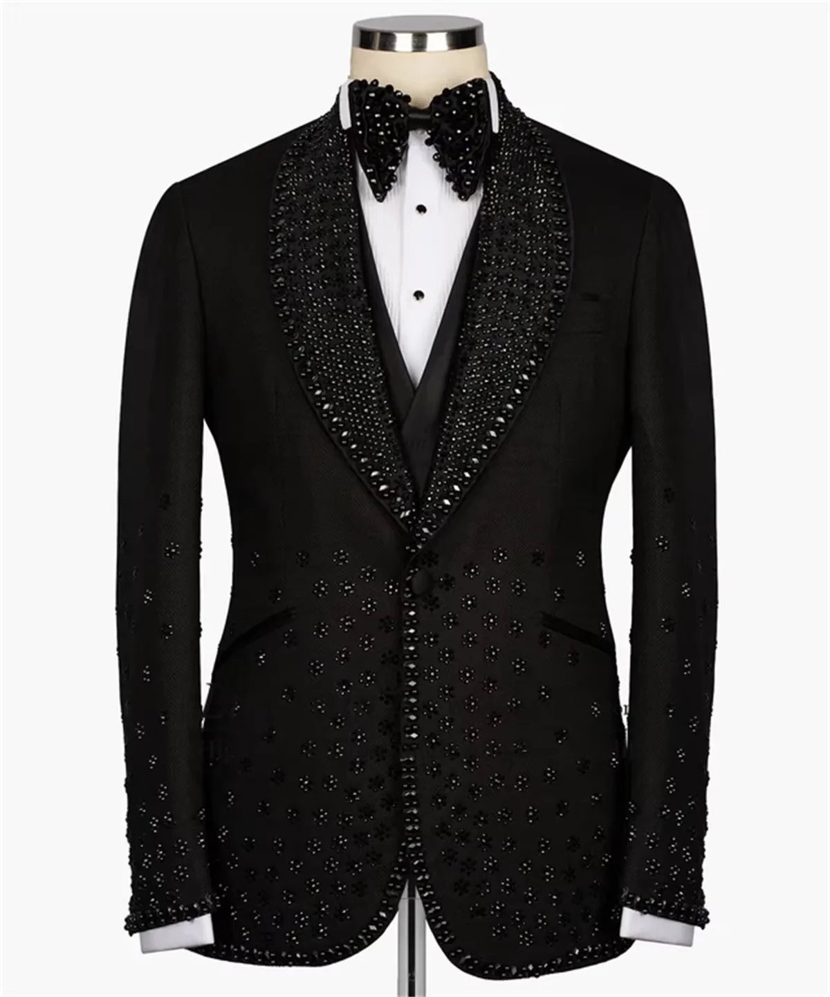 Luxury High Quality Men's Suits 2 Pieces Sets Beaded Crystals One Button Slim Fit Tuxedos Wedding Groom Business Prom
Luxury High Quality Men's Suits 2 Pieces Sets Beaded Crystals One Button Slim Fit Tuxedos Wedding Groom Business Prom