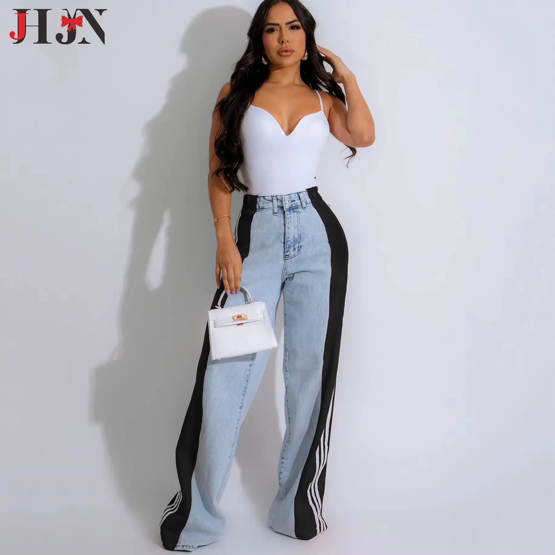 JHJN Fashion Color Blocking Elastic Force Jeans Wide Legs Mopping The floor Casual Stretch Pants Luxury Brand
JHJN Fashion Color Blocking Elastic Force Jeans Wide Legs Mopping The floor Casual Stretch Pants Luxury Brand