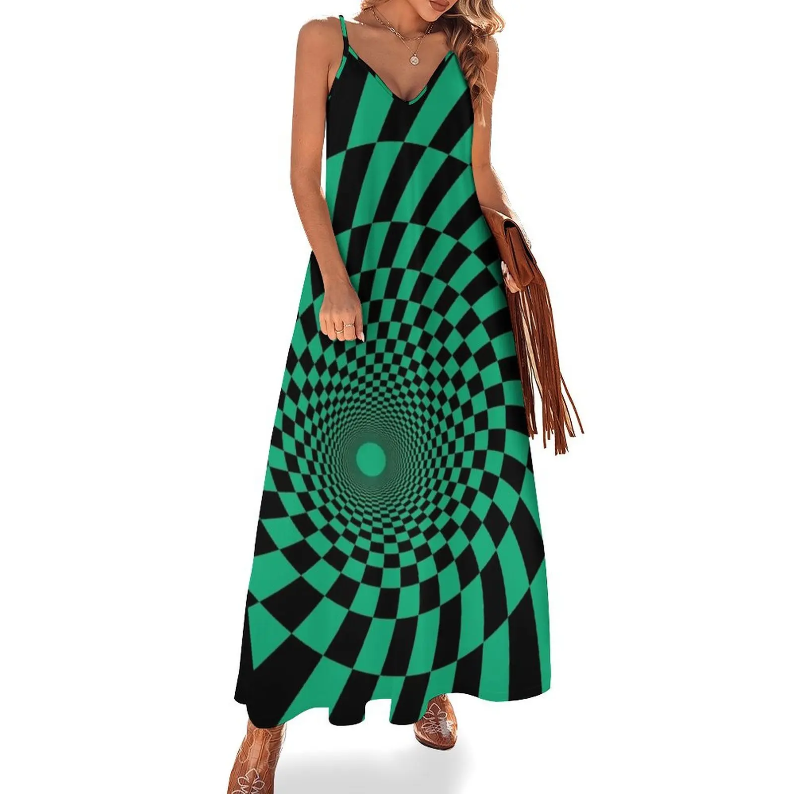 Hypnotic optical Illusion Sleeveless Long Dress Elegant gowns Clothing female Dress
Hypnotic optical Illusion Sleeveless Long Dress Elegant gowns Clothing female Dress