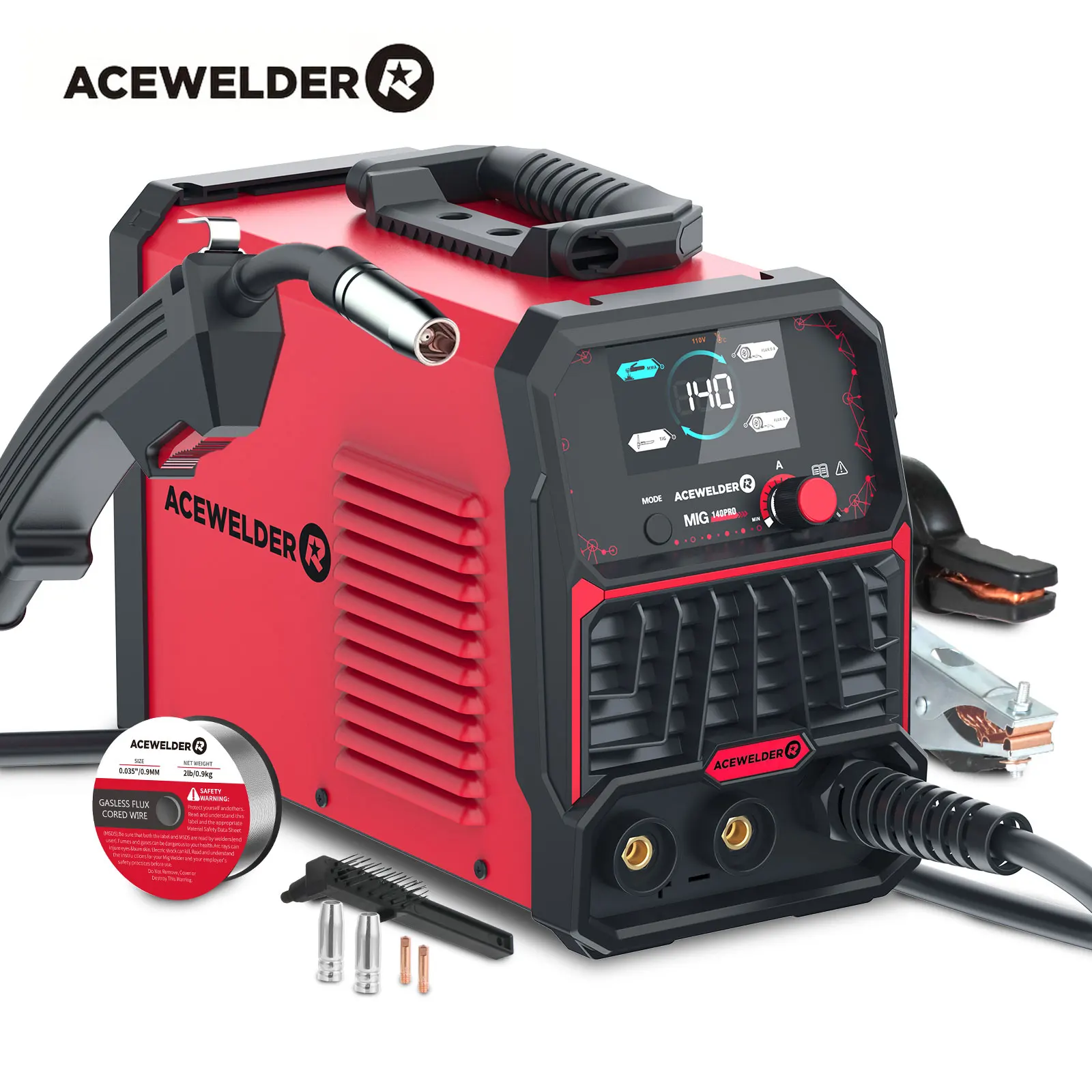 ACEWELDER 140A MIG Welder 110V Flux Cored MlG 3 In 1 Lift TIG Stick ARC Welder Large LED Display Digital Welding Machine
ACEWELDER 140A MIG Welder 110V Flux Cored MlG 3 In 1 Lift TIG Stick ARC Welder Large LED Display Digital Welding Machine