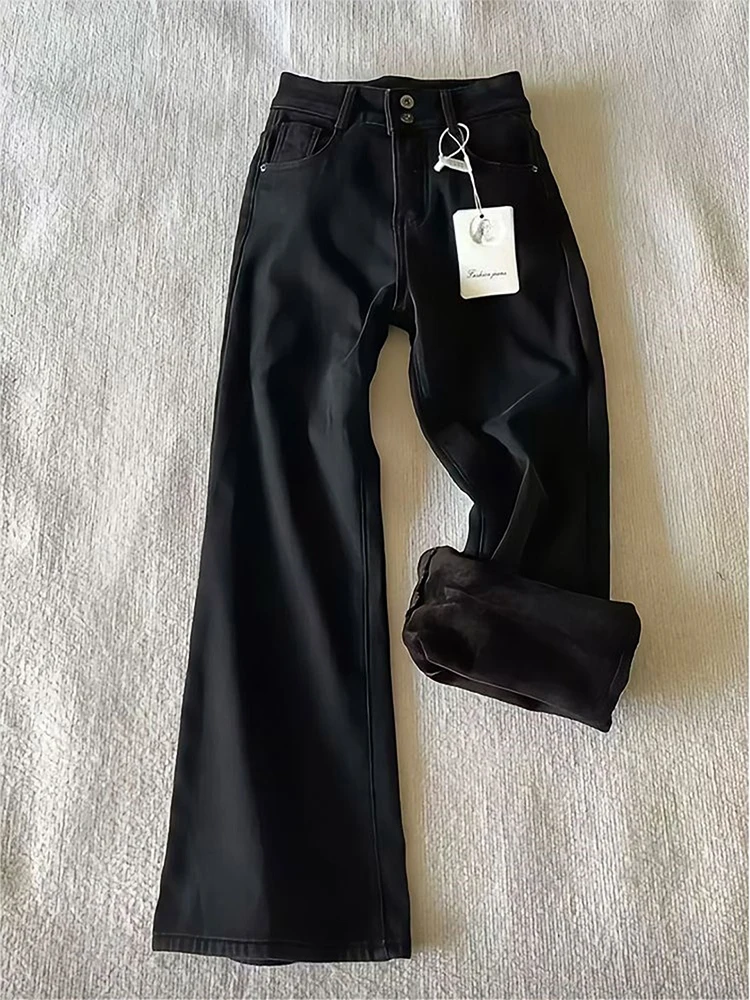 Men's Fce Lined Thiened Micro Flared Jeans mid Waist Slim Fit Straight Leg Pants Casual Wear Bla Color Autumn Winter
Men's Fce Lined Thiened Micro Flared Jeans mid Waist Slim Fit Straight Leg Pants Casual Wear Bla Color Autumn Winter