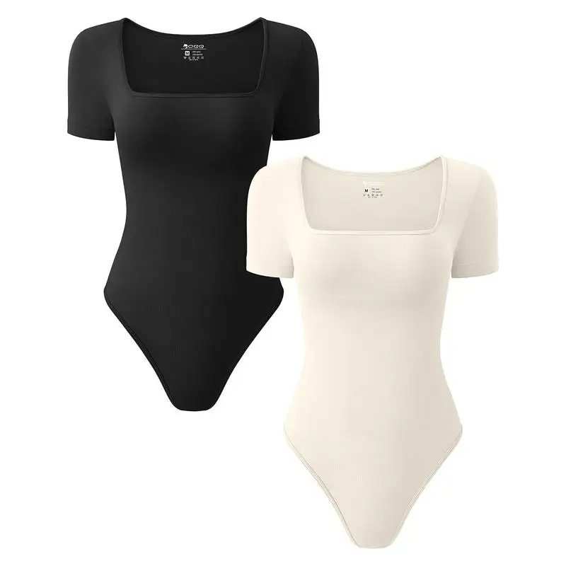 Women's 2 Piece Bodysuits Sexy Ribbed One Piece Square Neck Short Sleeve Bodysuits
Women's 2 Piece Bodysuits Sexy Ribbed One Piece Square Neck Short Sleeve Bodysuits