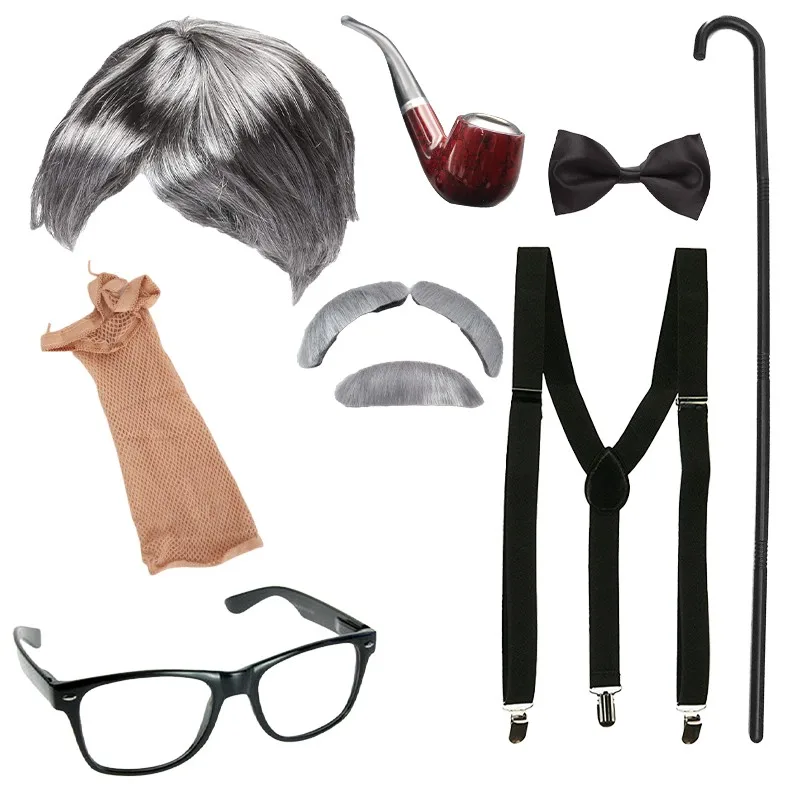 PESENAR Elderly clothing, wigs, canes, glasses, artificial eyebrows, beards, straps, bows, suitable for grandpa role-playing
PESENAR Elderly clothing, wigs, canes, glasses, artificial eyebrows, beards, straps, bows, suitable for grandpa role-playing