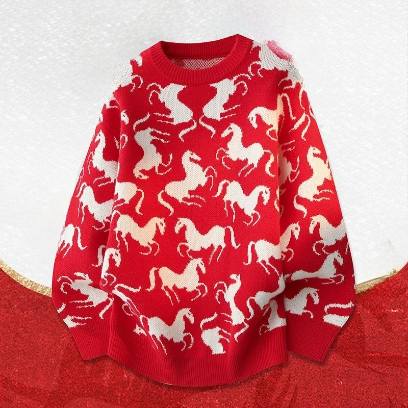 Мужской вязаный свитер с круглым вырезом на осень-зиму, красный, с символикой знака зодиака, для празднования Нового года, теплый, с длинными рукавами, модный
Мужской вязаный свитер с круглым вырезом на осень-зиму, красный, с символикой знака зодиака, для празднования Нового года, теплый, с длинными рукавами, модный