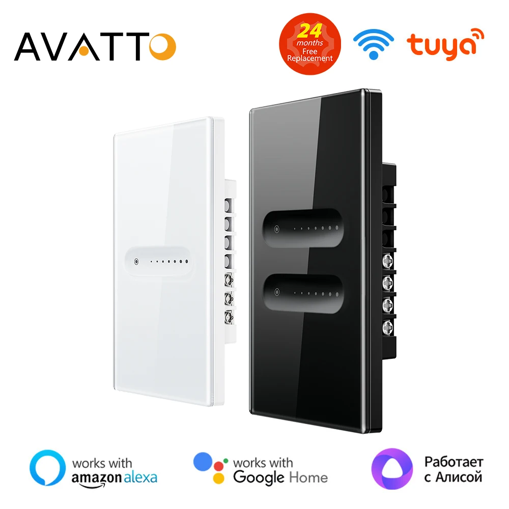 Умный диммер AVATTO Tuya с Wi-Fi, 1/2 кнопочный диммер, сенсорная панель, дистанционное управление через приложение, работает с Alexa Google Home
Умный диммер AVATTO Tuya с Wi-Fi, 1/2 кнопочный диммер, сенсорная панель, дистанционное управление через приложение, работает с Alexa Google Home