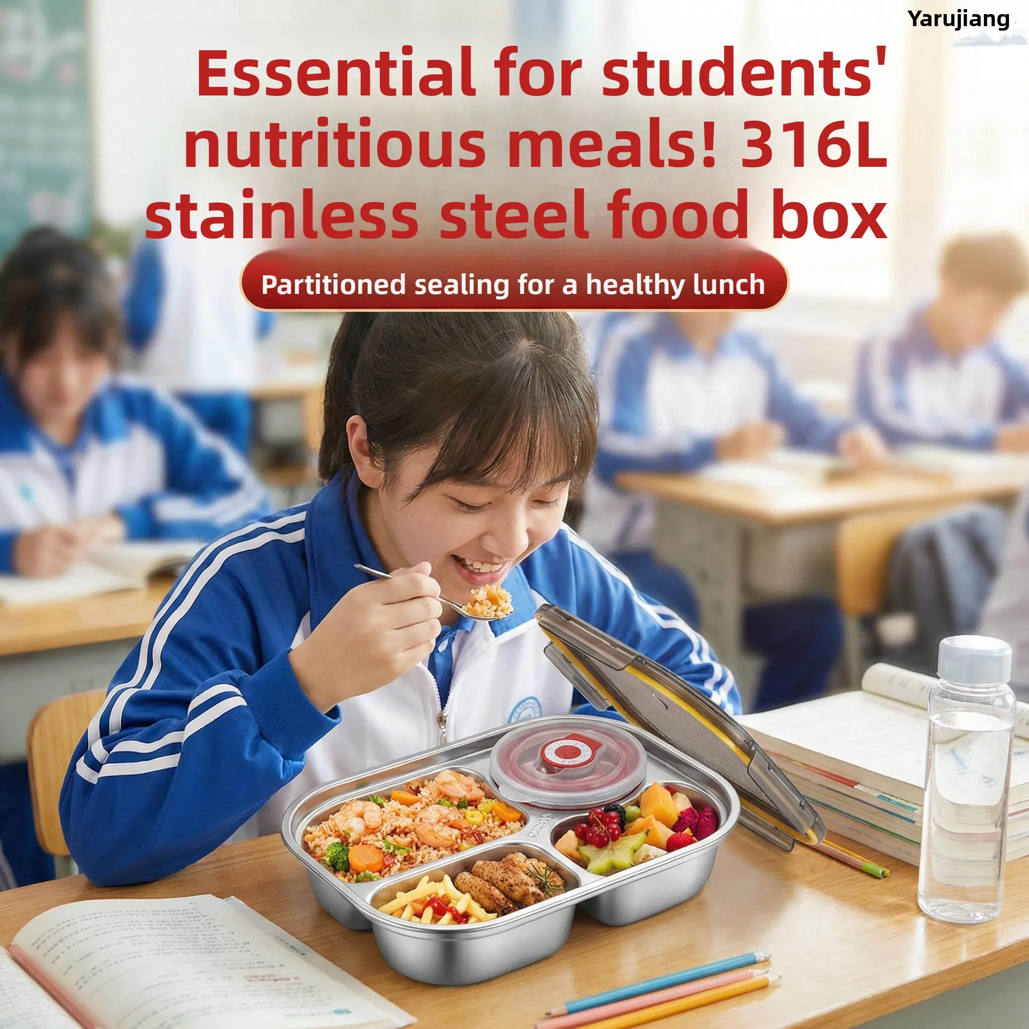 Food Grade Stainless Steel Divided Lunch Box Sealed Portable Meal Tray for Students High School And College Kids Office Workers
Food Grade Stainless Steel Divided Lunch Box Sealed Portable Meal Tray for Students High School And College Kids Office Workers
