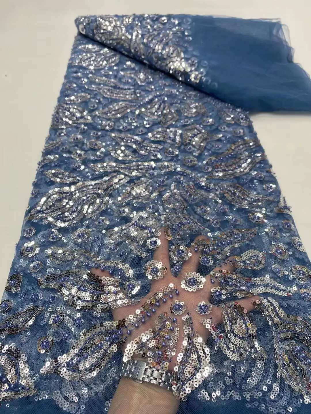 Latest African Sequins Lace Fabric 2025 High Quality Lace Embroidery Beaded Mesh Fabric 5 Yards For Wedding Party Dress DP
Latest African Sequins Lace Fabric 2025 High Quality Lace Embroidery Beaded Mesh Fabric 5 Yards For Wedding Party Dress DP