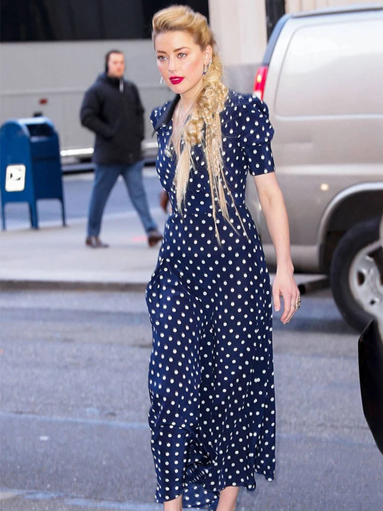 Blue Polka Dot Bubble Sleeve Midi Dress Spring Summer Commute High Waist Polyester Fiber Short Sleeve A-Line Gown Zipper Closure
Blue Polka Dot Bubble Sleeve Midi Dress Spring Summer Commute High Waist Polyester Fiber Short Sleeve A-Line Gown Zipper Closure