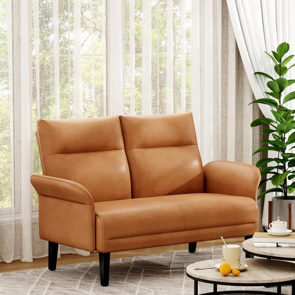 Compact 46 Brown Faux Leather Loveseat for Sofa or Living Room, Bedroom Mini Couch with Armrest
Compact 46 Brown Faux Leather Loveseat for Sofa or Living Room, Bedroom Mini Couch with Armrest