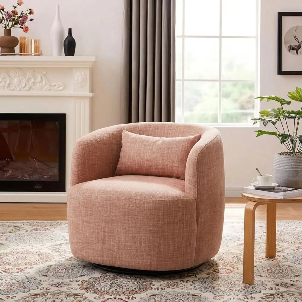 Swivel Barrel Chair - Linen Blend Fabric, 34 Wide, Breathable Textured Weave, Coral Accent Chair for Living Room or Office Loung
Swivel Barrel Chair - Linen Blend Fabric, 34 Wide, Breathable Textured Weave, Coral Accent Chair for Living Room or Office Loung