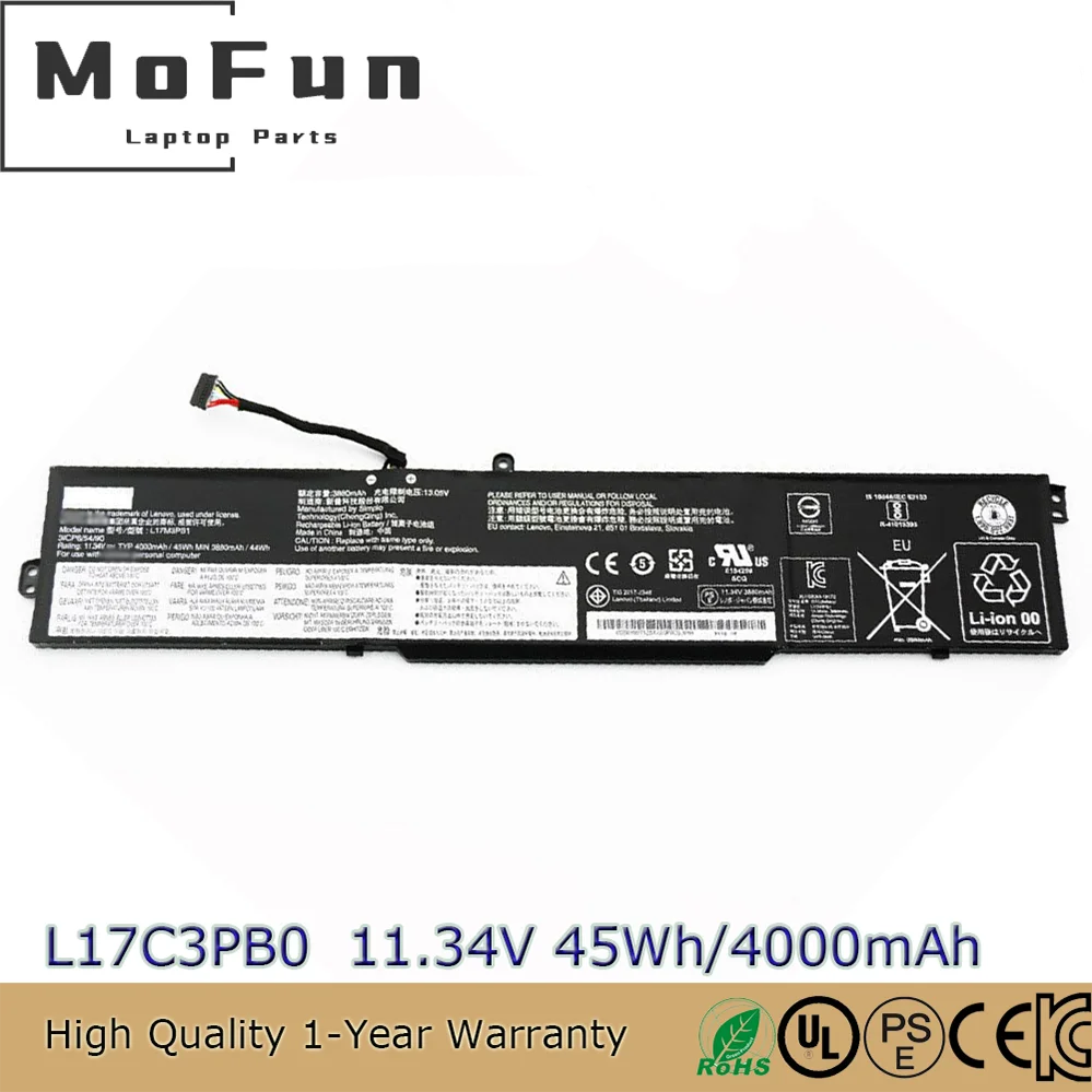 Original L17C3PB0 11.34V 45Wh Laptop Battery for Lenovo IdeaPad 330G 330-15ICH 17ICH L17M3PB1
Original L17C3PB0 11.34V 45Wh Laptop Battery for Lenovo IdeaPad 330G 330-15ICH 17ICH L17M3PB1