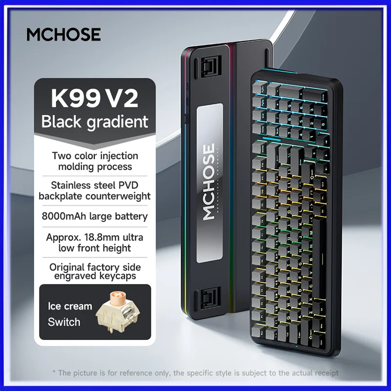 MCHOSE K99 V2 Механическая клавиатура Три-режима Беспроводная Bluetooth 2.4G RGB Hot-Swap 98% Макет Большая батарея Gasket Игровая клавиатура
MCHOSE K99 V2 Механическая клавиатура Три-режима Беспроводная Bluetooth 2.4G RGB Hot-Swap 98% Макет Большая батарея Gasket Игровая клавиатура