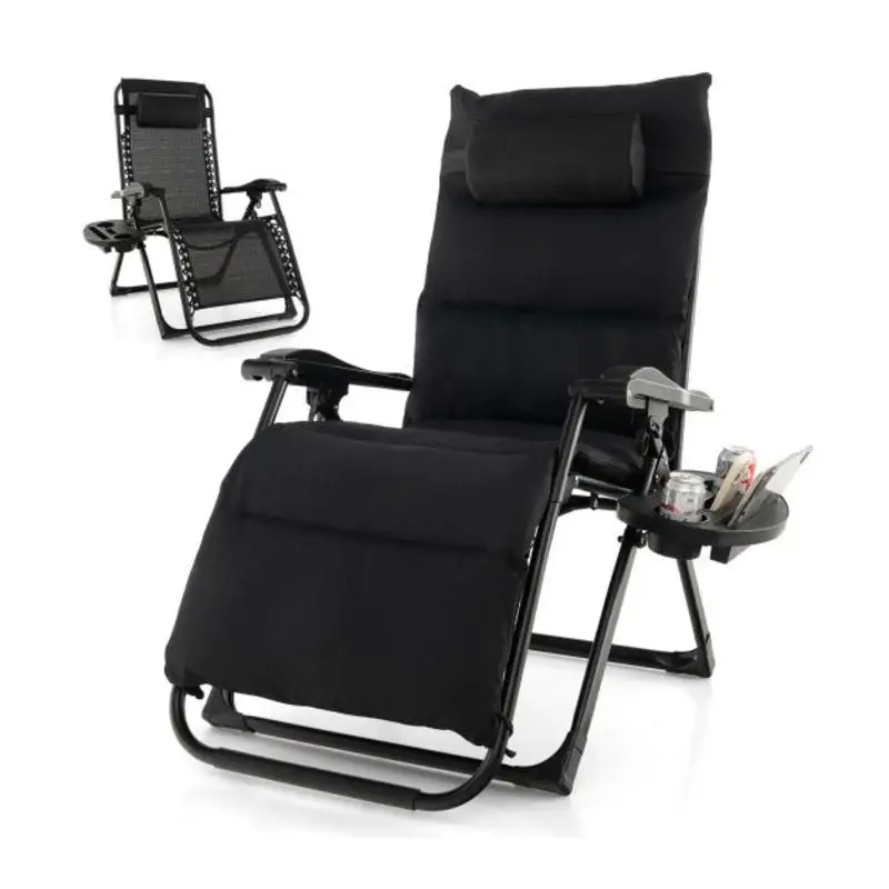 Adjustable Metal Zero Gravity Lounge Chair with Removable Cushion and Cup Holder Tray-Black
Adjustable Metal Zero Gravity Lounge Chair with Removable Cushion and Cup Holder Tray-Black