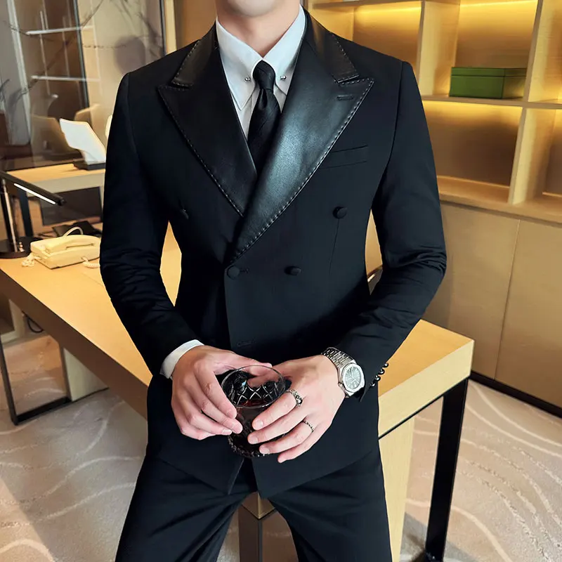 Men's Suit 3 Pieces Patchwork Korean Style Slim Fit Suit Fashion Double Breasted Tuxedo Suits For Men Luxury Wedding Clothing
Men's Suit 3 Pieces Patchwork Korean Style Slim Fit Suit Fashion Double Breasted Tuxedo Suits For Men Luxury Wedding Clothing