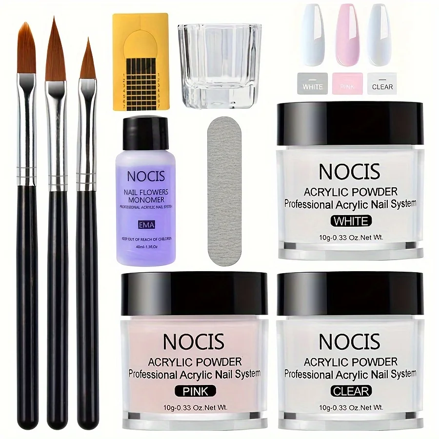 Acrylic Nail Kit with Brushes, Monomer, Clear & Pink Acrylic Powder - Non Yellowing Formula, Unscented - Beginner Nail Art Set
Acrylic Nail Kit with Brushes, Monomer, Clear & Pink Acrylic Powder - Non Yellowing Formula, Unscented - Beginner Nail Art Set