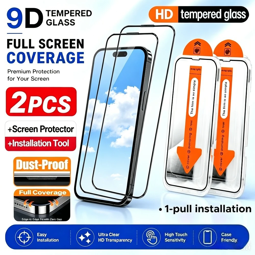 2Pcs High Clear Screen Protector for iPhone 17 16 15 14 Pro Max 13 12 11 Pro Air 17e 16e 15 14 Plus One Click Installation Glass
2Pcs High Clear Screen Protector for iPhone 17 16 15 14 Pro Max 13 12 11 Pro Air 17e 16e 15 14 Plus One Click Installation Glass
