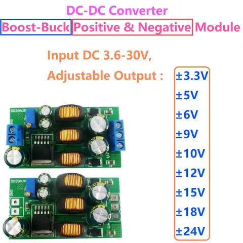 3.6-30V ila +-3-30V Ayarlanabilir DC DC Yükseltici-Düşürücü Dönüştürücü Modülü 20W Yükseltici-Düşürücü Çift Çıkış Gerilimi