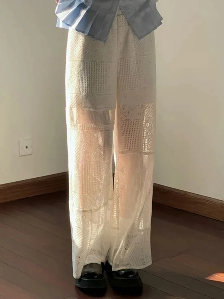 Lace Hollow Out Y2k Aesthetic Casual Trousers New Summer Loose Pants Women Vintage High Waist Thin Embroidery Flower Pant
Lace Hollow Out Y2k Aesthetic Casual Trousers New Summer Loose Pants Women Vintage High Waist Thin Embroidery Flower Pant