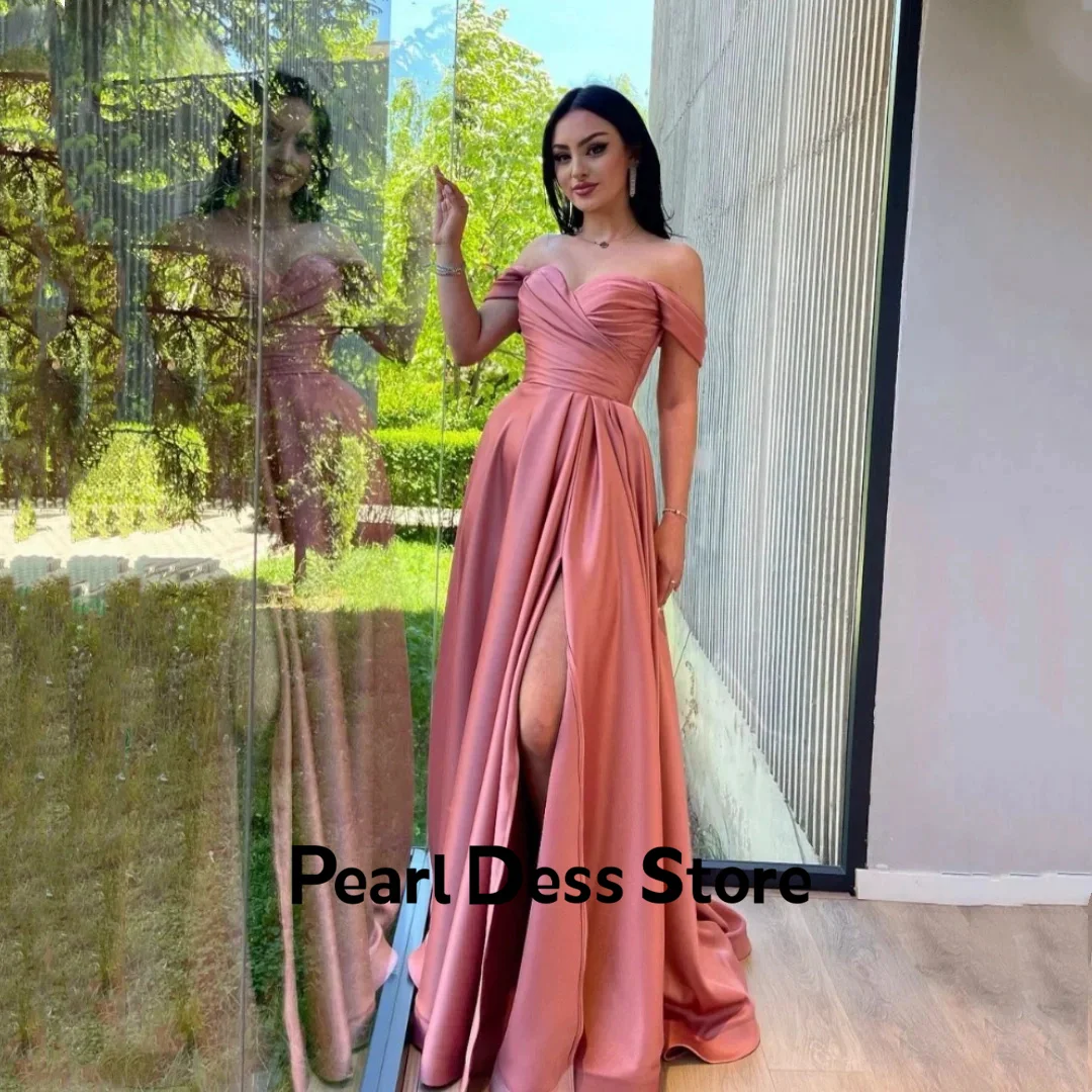 Pink Satin Off Shoulder Wedding Evening Dress Women's Formal Occasion Dress Robe De Soiree
Pink Satin Off Shoulder Wedding Evening Dress Women's Formal Occasion Dress Robe De Soiree