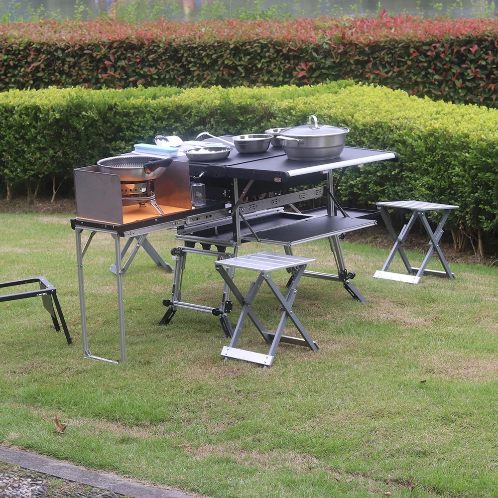 Folding Camping Cooking Table Aluminum Heavty-Duty Kitchen Cook Station for RVing BBQ Party Picnics
Folding Camping Cooking Table Aluminum Heavty-Duty Kitchen Cook Station for RVing BBQ Party Picnics