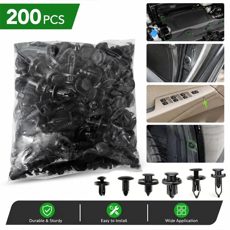 200Pcs Universal Car Retainer Clips Auto Plastic Fasteners Kit for Bumper Fender Door Trim
200Pcs Universal Car Retainer Clips Auto Plastic Fasteners Kit for Bumper Fender Door Trim