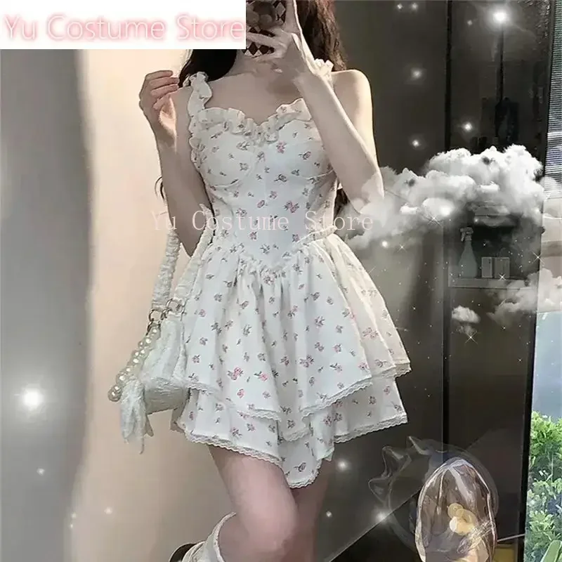 Yu Costume Summer Lace Sweet Dress Women Vintage Sleeveless Elegant Cute Mini Dress Print French Temperament Fashion Strap Dress
Yu Costume Summer Lace Sweet Dress Women Vintage Sleeveless Elegant Cute Mini Dress Print French Temperament Fashion Strap Dress