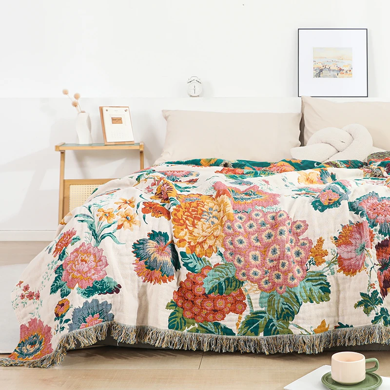 Summer Lightweight Pure Cotton Floral Throw Blanket Breathable Absorbent Couch Cover Blanket Casual Nap Blanket YENLN Brand
Summer Lightweight Pure Cotton Floral Throw Blanket Breathable Absorbent Couch Cover Blanket Casual Nap Blanket YENLN Brand
