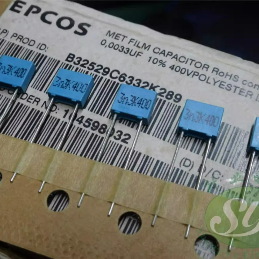 20 шт./лот EPCOS 0.0033 мкФ/400В 3.3 нФ 3300 пФ 3n3 332, новый пленочный конденсатор 5 мм B32529C6332K
20 шт./лот EPCOS 0.0033 мкФ/400В 3.3 нФ 3300 пФ 3n3 332, новый пленочный конденсатор 5 мм B32529C6332K