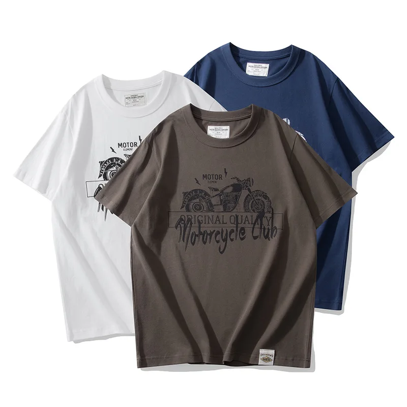 Summer men's new fashion heavy letter-printed round neck vintage motorcycle short sleeve T-shirt
Summer men's new fashion heavy letter-printed round neck vintage motorcycle short sleeve T-shirt