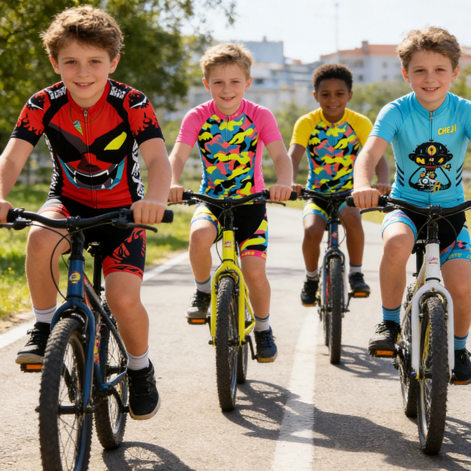 Children's Cycling Jersey Set,Boys Girls Short Sleeve Quick-dry Breathable Mesh Shirt Padded Shorts Bicycle Riding Bike Wear
Children's Cycling Jersey Set,Boys Girls Short Sleeve Quick-dry Breathable Mesh Shirt Padded Shorts Bicycle Riding Bike Wear