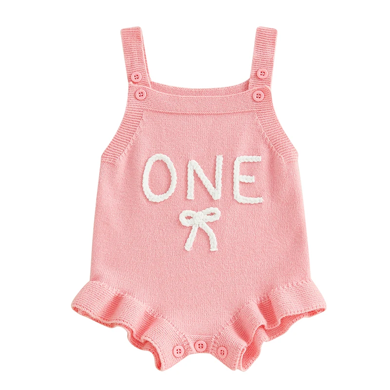 Baby Girl Birthday Knit Overalls Sleeveless Square Neck Letter Bow Embroidery Sweater Romper 
Baby Girl Birthday Knit Overalls Sleeveless Square Neck Letter Bow Embroidery Sweater Romper