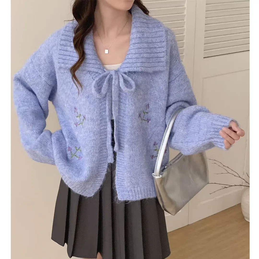 Knitted Women Cardigan Sweaters Bow Jumpers Pocket Long Sleeve Turn Down Collar Open Stitch Loose Fit Casual 2025 Autumn Winter
Knitted Women Cardigan Sweaters Bow Jumpers Pocket Long Sleeve Turn Down Collar Open Stitch Loose Fit Casual 2025 Autumn Winter