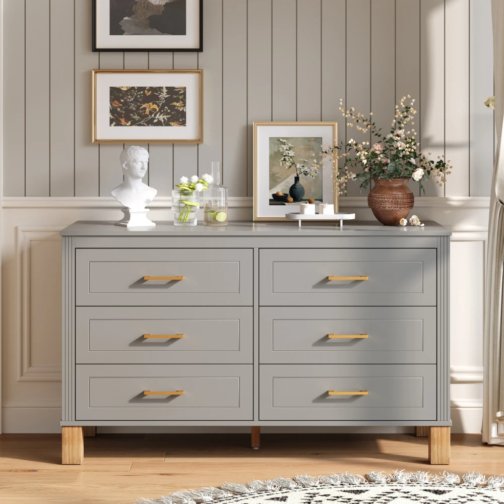 6-Drawer Double Gray Dresser: Modern Storage, Metal Handles, Solid Legs, Kids Room, Heavy-Duty Pre-Installed
6-Drawer Double Gray Dresser: Modern Storage, Metal Handles, Solid Legs, Kids Room, Heavy-Duty Pre-Installed