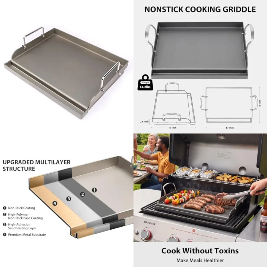 Nonstick Griddle for Gas Grill, Cooking Griddle Pan for Outdoor Gas Grill, Muti-Purpose Cooking Flat Top Plate for Weber, Nexgr
Nonstick Griddle for Gas Grill, Cooking Griddle Pan for Outdoor Gas Grill, Muti-Purpose Cooking Flat Top Plate for Weber, Nexgr
