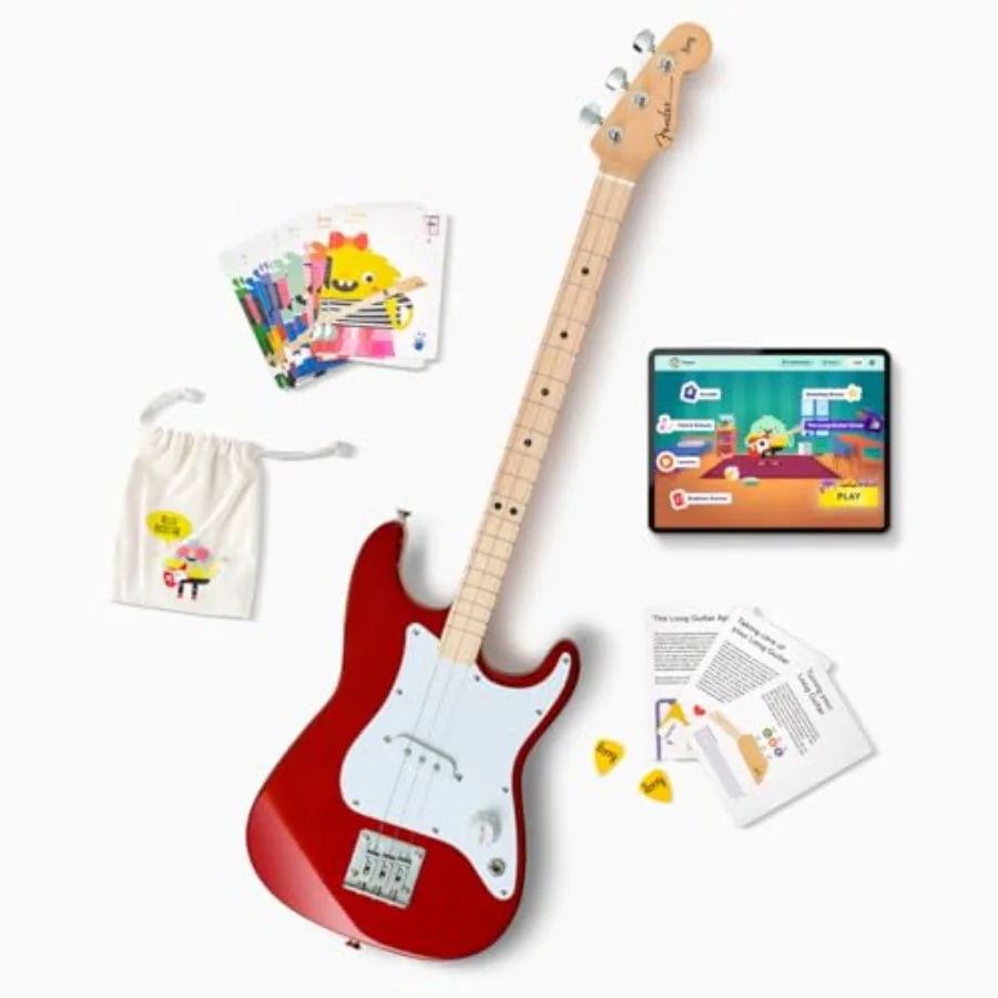 ' beginner electric guitar for learning, alder body, candy apple red finish, includes chord flash cards, app, booklet, picks, a
' beginner electric guitar for learning, alder body, candy apple red finish, includes chord flash cards, app, booklet, picks, a