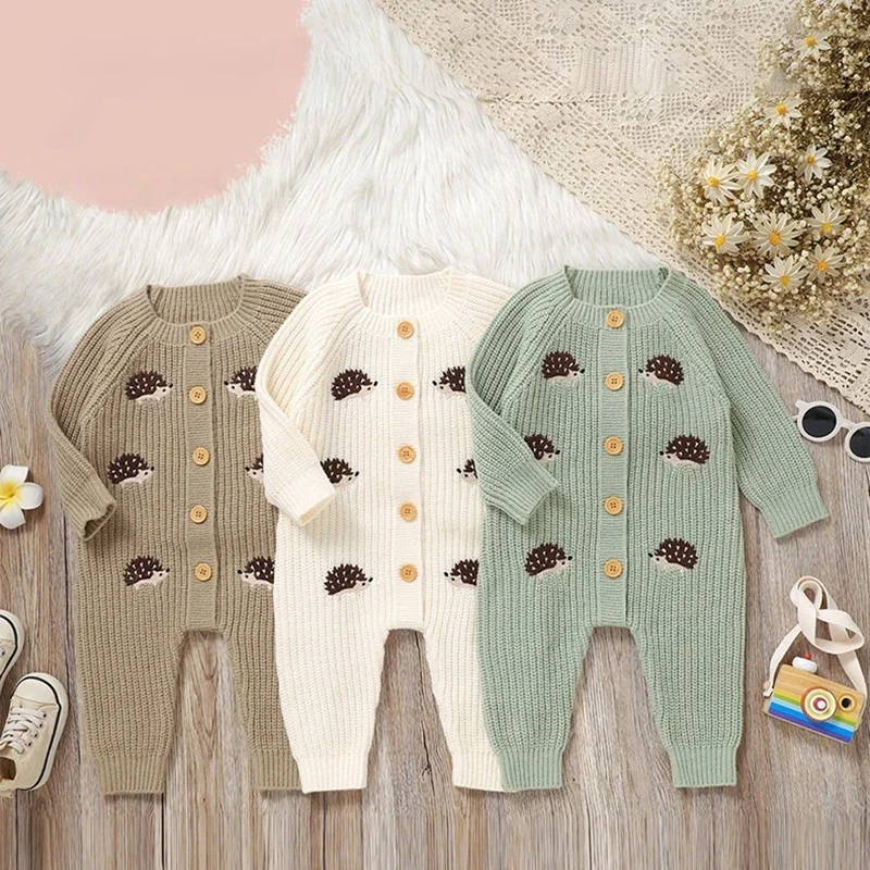 Cartoon Hedgehog Embroidered Knitted 0-18M Baby Romper Autumn Winter Warm Onesie Neutral Color Jumpsuit
Cartoon Hedgehog Embroidered Knitted 0-18M Baby Romper Autumn Winter Warm Onesie Neutral Color Jumpsuit