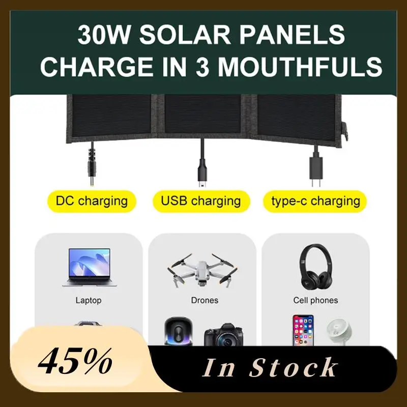 30W 18V Folding Solar Panel Type-C USB Photovoltaic Charger Outdoor Mobile Phone Fast Charging Mobile Power Bank Durable Black
30W 18V Folding Solar Panel Type-C USB Photovoltaic Charger Outdoor Mobile Phone Fast Charging Mobile Power Bank Durable Black