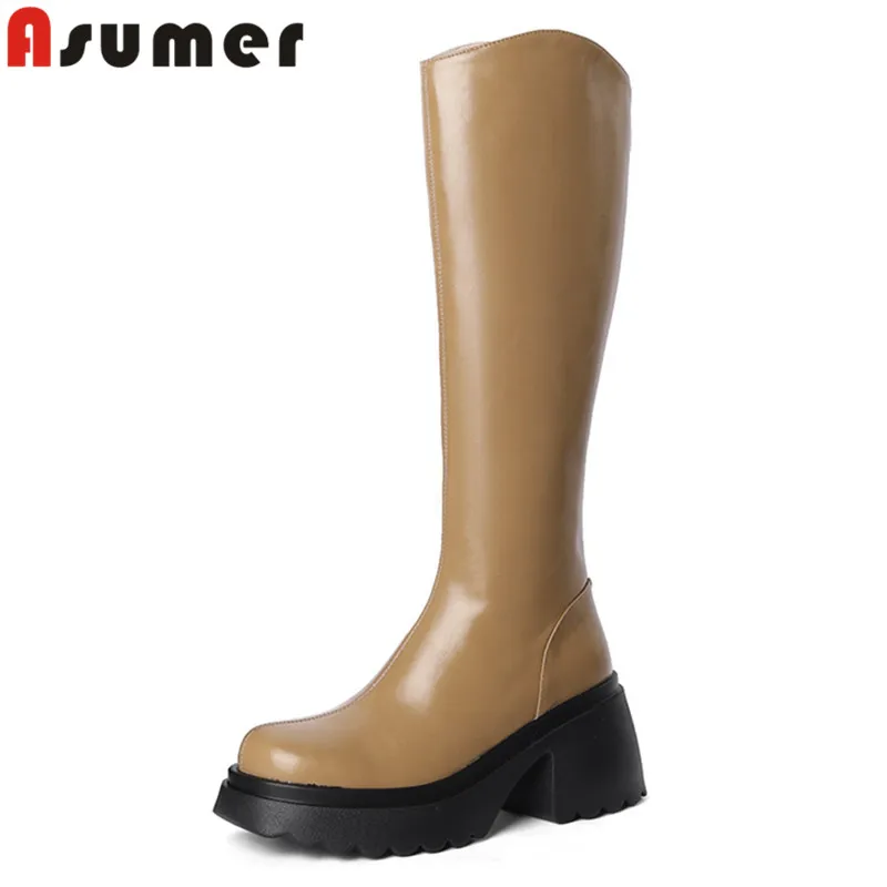 ASUMER 2024 New Solid Thick High Heels Shoes Winter Ladies Knee High Boots Genuine Leather Platform Women Boots
ASUMER 2024 New Solid Thick High Heels Shoes Winter Ladies Knee High Boots Genuine Leather Platform Women Boots