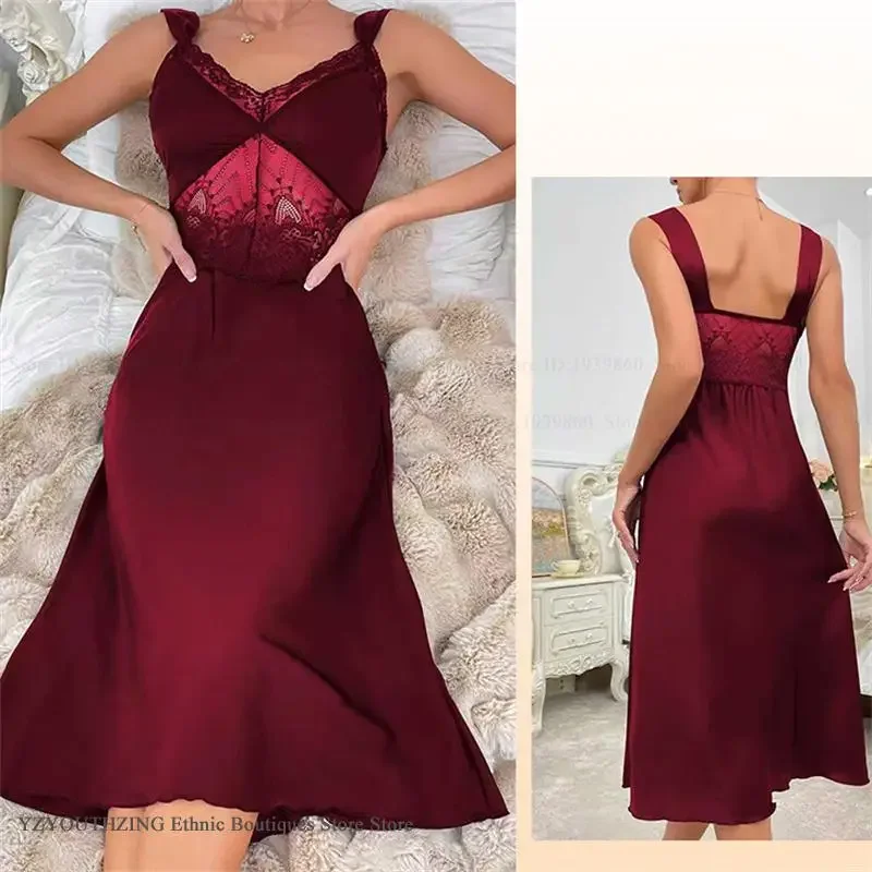 Female Suspender Nightgown Chemise Sleepwear Summer New Ice Silk Night Clothes Nightdress Sexy Hollow Out Lace Nightie Homewear
Female Suspender Nightgown Chemise Sleepwear Summer New Ice Silk Night Clothes Nightdress Sexy Hollow Out Lace Nightie Homewear
