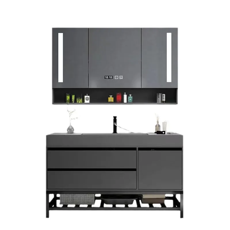 Light luxury rock slab integrated, bathroom cabinet set, modern and simple
Light luxury rock slab integrated, bathroom cabinet set, modern and simple