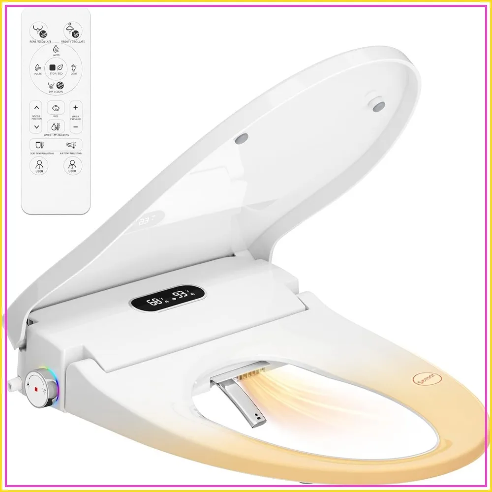 Smart Bidet Seat with Dual User Memory, Instant Heat & Auto-Dry - Adjustable Heated Seat, Warm Water, Stainless Nozzles for Elongated Toilets
Smart Bidet Seat with Dual User Memory, Instant Heat & Auto-Dry - Adjustable Heated Seat, Warm Water, Stainless Nozzles for Elongated Toilets