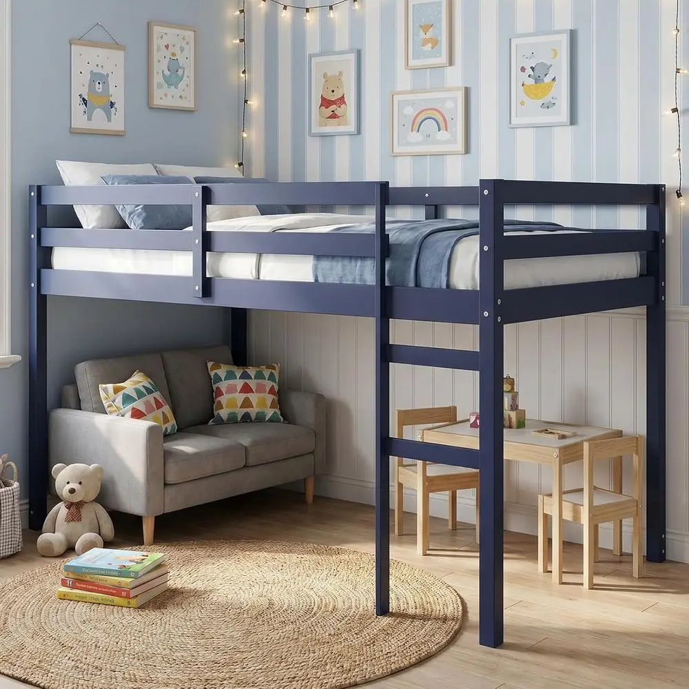Twin Size Children's Blue Solid Wood Bed with Ladder and Safety Rail for Boys and Girls, No Box Spring Needed
Twin Size Children's Blue Solid Wood Bed with Ladder and Safety Rail for Boys and Girls, No Box Spring Needed
