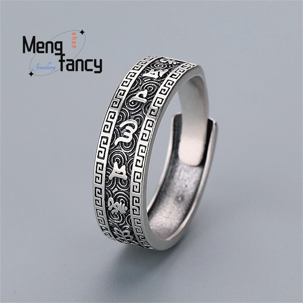 New Retro Couple Rings, Six - Character True Words Heart Sutra Couple Rings, Open Couple Wave Rings Fashion Elegant Jewelry Luxu
New Retro Couple Rings, Six - Character True Words Heart Sutra Couple Rings, Open Couple Wave Rings Fashion Elegant Jewelry Luxu