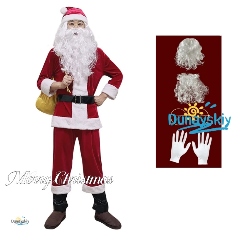 Adult Men Christmas Santa Claus Cosplay Costume Suit Fancy Dress Beard Lots Festive Santa Clothes Outfit
Adult Men Christmas Santa Claus Cosplay Costume Suit Fancy Dress Beard Lots Festive Santa Clothes Outfit