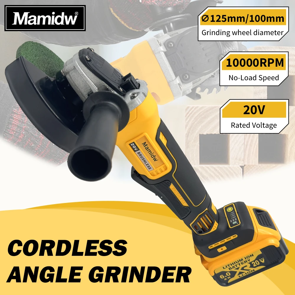 125MM Cordless Angle Grinder Compatible with DeWalt 20V Battery, 10000 RPM Brushless Motor with 4 Variable Speeds, Blades f
125MM Cordless Angle Grinder Compatible with DeWalt 20V Battery, 10000 RPM Brushless Motor with 4 Variable Speeds, Blades f